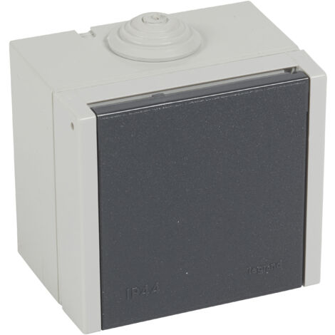 Prise étanche 3P+N+T à volet Plexo 20A 400V IP44 IK08 saillie - gris