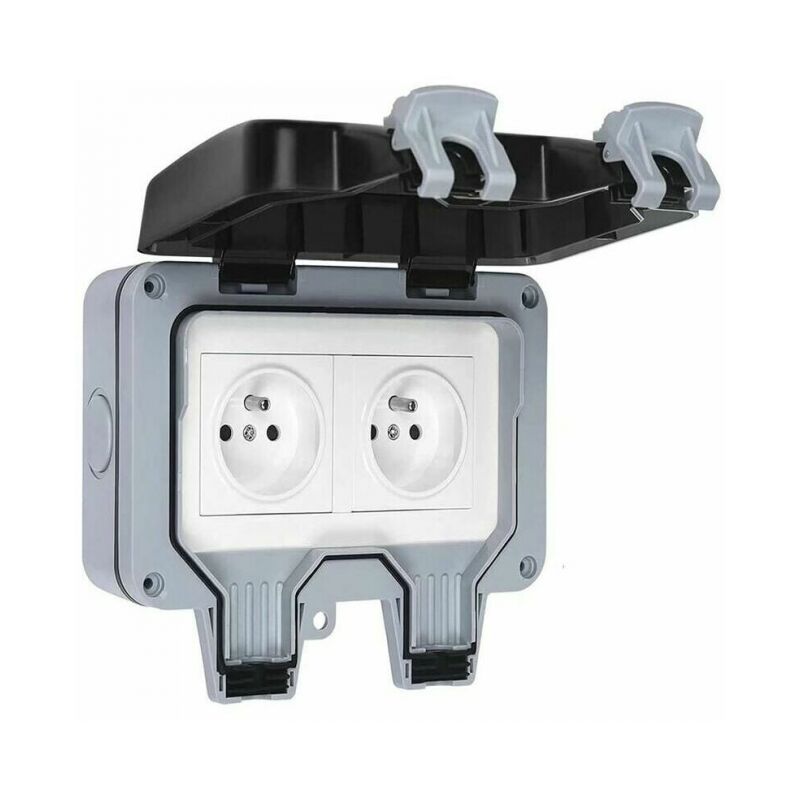 Prise étanche Double Prise Electrique Extérieure IP66 étanche Prise Murale 16A - RWPrise de courant complète