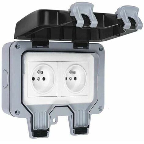SHMSHNG Prise étanche Double Prise Electrique Extérieure IP66 étanche Prise Murale 16A - RWPrise de courant complète