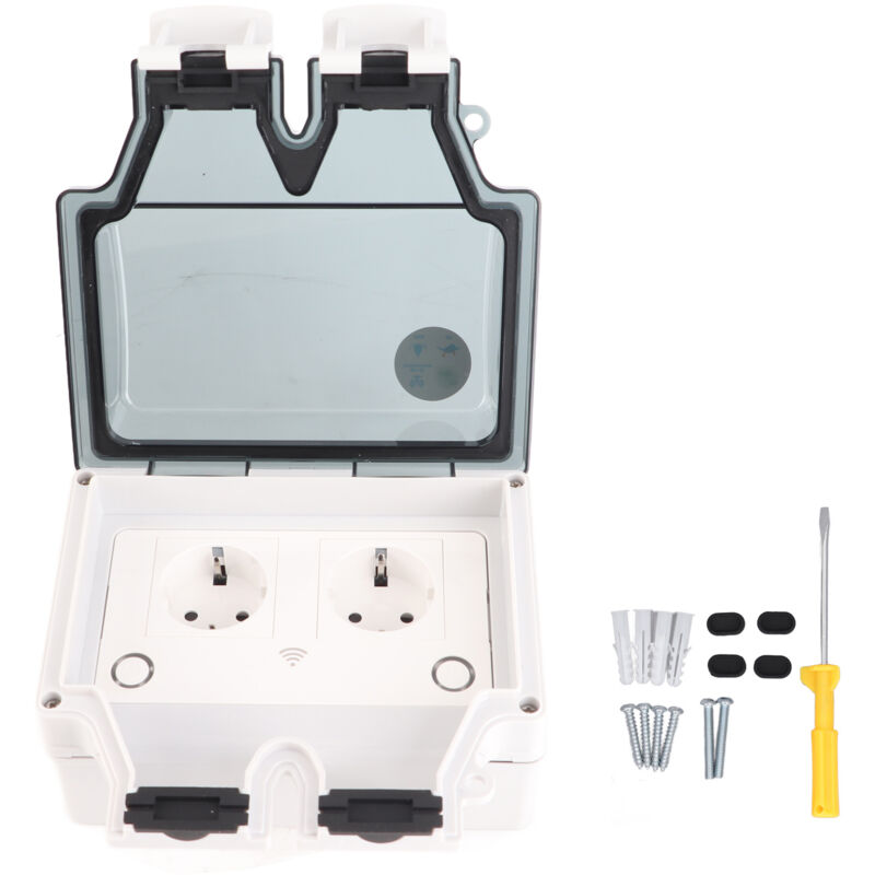 Prise Etanche Exterieur IP66, 2 Prise de Courant et Volet de Protection Multiprise Electrique, Anti Poussière Prise Électriques Murale pour Cuisine,
