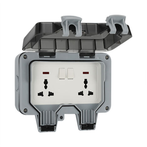 Prise étanche IP66 avec interrupteurs, 2 positions et 6 trous pour extérieur - Accessoire électrique PC résistant