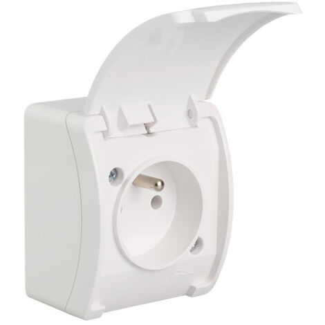 Prise étanche simple avec terre (2P+T) clapet blanc IP44 KOALA
