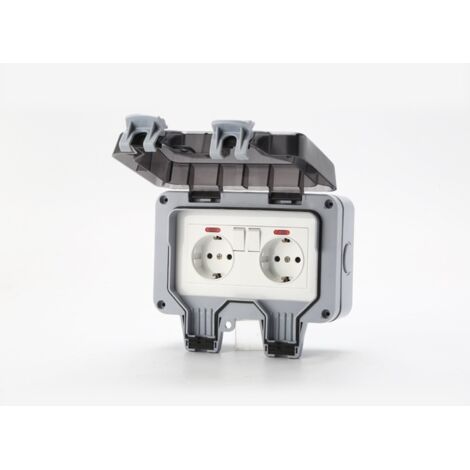 Prise extérieure étanche IP66 avec interrupteur, boîte de jonction étanche, prise extérieure double paroi pour cuisine, salle de bain, garage, piscine et jardin