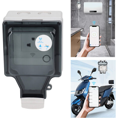 Prise Extérieure Intelligente WIFI IP66 avec Boîtier Étanche et Contrôle à Distance pour Jardin et Patio, Plaque US 110‑250V 16A Matériau PC/ABS