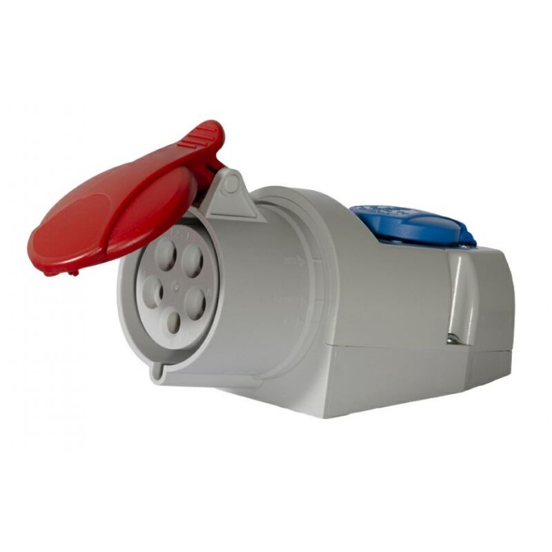 Prise femelle industrielle en saillie cee 16A 400V 5P + 16A 230V 3P IP44 étanche avec clapet SEZ