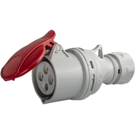Prise femelle industrielle portable CEE 32A 400V 4P IP44 étanche avec clapet SEZ