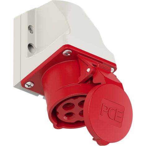 Prise fixe 16 A 4 pôles 400 V rouge IP44 / petit boîtier / 114-6k