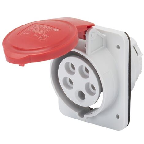 Prise fixe encastrée Gewiss 3P+T 32A IP44 rouge 380V GW62220H