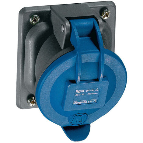 Prise fixe Hypra IP44 63A 200V à 250V 3P+T plastique (053623)