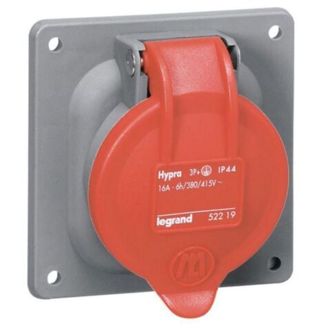 Prise fixe Hypra IP44 63A - 380V à 415V - 3P+N+T - plastique - LEGRAND