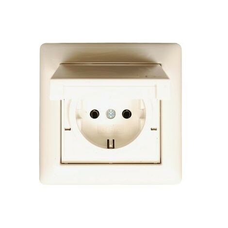 Prise GIRO SCHUKO couvercle 1 poste Stand. 55 blanc pur brillant insert IP44