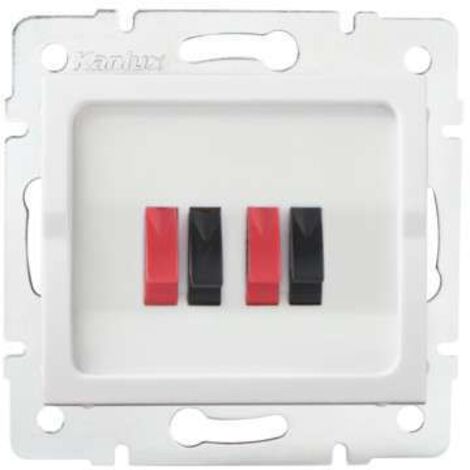 Prise haut-parleur double - 4 contacts - Encastrée - Blanc - 71x71mm