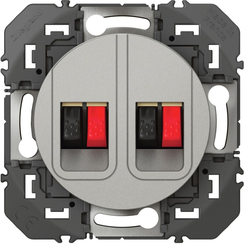 Prise haut-parleur double dooxie finition alu Legrand 095259