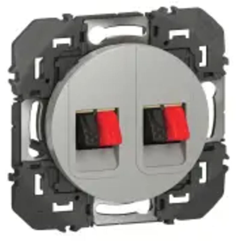 Prise haut parleur double dooxie finition alu (600482)