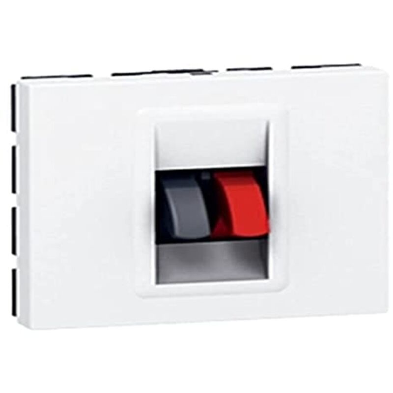 Prise haut parleur Mosaic 2 modules avec bornier 4mm2 pour liaison audio stéréo de haut parleur blanc (078751)