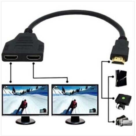 Prise HDMI 1 mâle vers Double HDMI 2 femelle Y de câble de répartiteur LCD LED HD TV W931 L0CEF