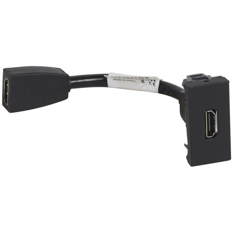 Prise HDMI Type-A version 2.0 préconnectorisée Mosaic 1 module noir mat  LEGRAND 079478L