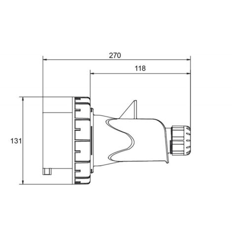 Prise Hypra tétrapolaire 125A 3P+N+T étanche IP67 – 380V – Résistance chocs IK08 – Pour chantiers humides et installations industrielles