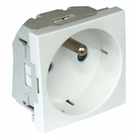Prise inclinée à 90° avec protection - 2 modules