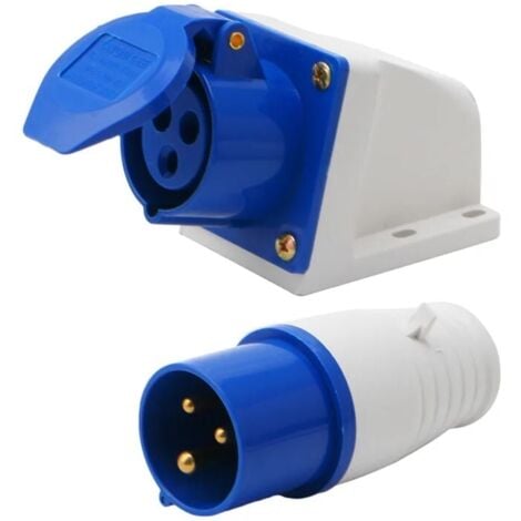 BASETBL Prise industrielle 16 ampères 3 broches 220-250V étanche IP44 2P + E 3 phases 16A adaptée aux camping-cars, caravanes, camping-cars