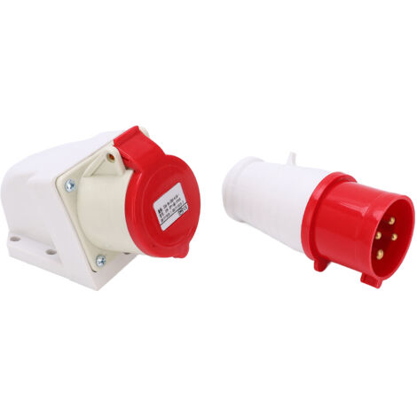 Prise Industrielle 380V-415V 32A 4 Broches IP44 Étanche pour Chantiers - Montage en Saillie