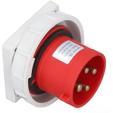 Prise industrielle étanche 4 broches nylon laiton 32A 380-415V pour connecteur d'aviation