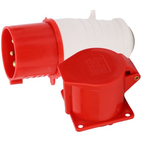 Prise industrielle triphasée 32A IP67 étanche, 380V-415V, robuste et antidécollement pour usage intensif