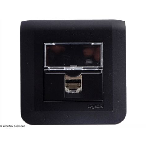 Prise informatique RJ45 Mosaic Legrand Noir complet  Griffes: Sans griffes