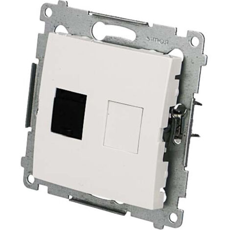 Prise informatique simple RJ45 catégorie 6 avec obturateur anti-poussière, blanche Simon54