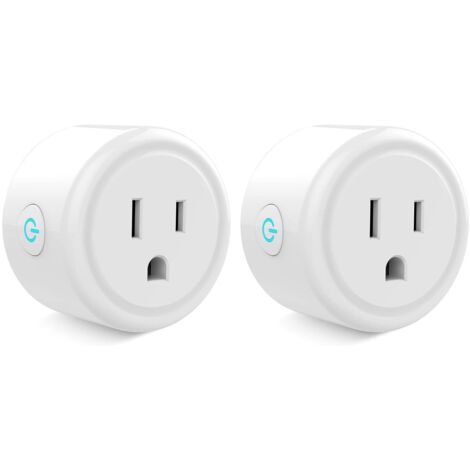 Prise intelligente compatible avec commande vocale, mini prise WiFi intelligente avec fonction minuterie, télécommande, aucun concentrateur requis, blanc (lot de 2)