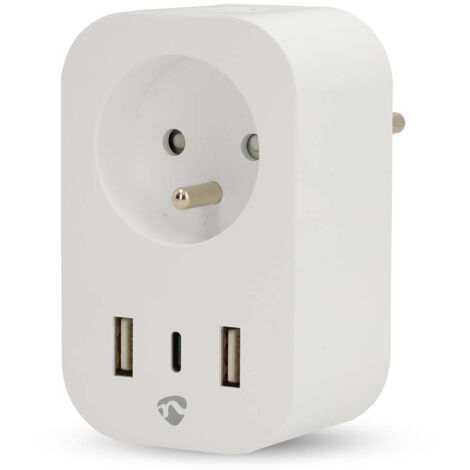 PRISE INTELLIGENTE SMARTLIFE  WI-FI  IP21  WATTMÈTRE  3680 W  FRANCE TYPE E (CEE 7/6) 1X USB-C 2X USB  0 - 55 °C 