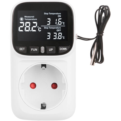 Prise intelligente thermostatique - Contrôleur de température numérique précis 230V 16A avec programmation, détection externe, pour aquarium, chauffage, contrôle intelligent