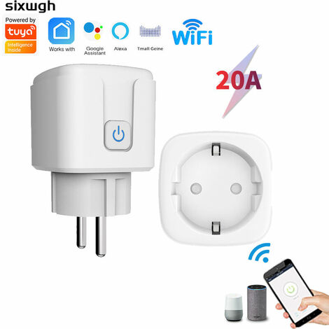 Prise intelligente Tuya Wifi 20A avec mesure de puissance AI voix téléphone portable télécommande prise européenne
