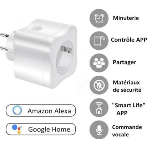 Prise intelligente WiFi TECHSTICK Prise Connectée télécommande Android iOS compatible avec Amazon Alexa / Google Home