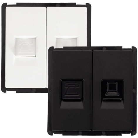 Prise Internet RJ45 CAT 6 + RJ11 Téléphone Modern Blanc