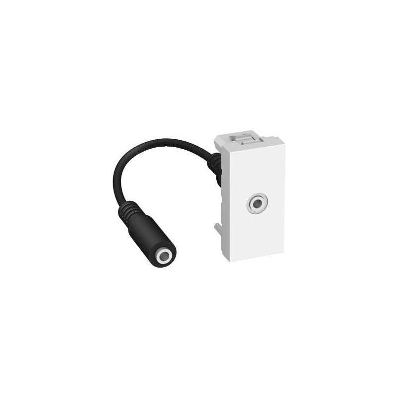 Prise jack 3.5mm femelle-preconnectorisee 1 module blanc polaire mécanisme 22x45mm sans support ni plaque altira