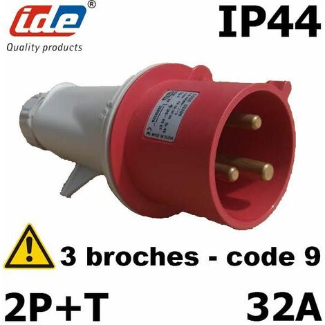 Prise mâle 2P+T 32A étanche IP44
