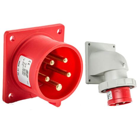 Prise Male Encastrable Tétrapolaire 16a 3p+n+t 380v - 5 Broches - étanche Ip44 - Ide