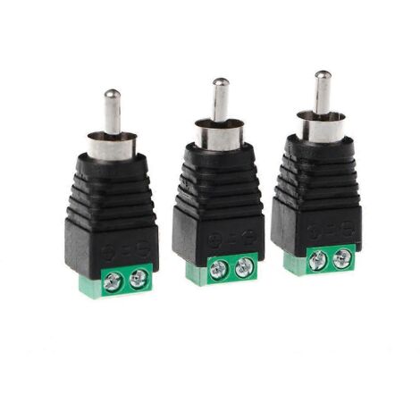 Prise mâle RCA vers connecteur Terminal AV, 3 pièces, vidéo AV Balun 2 vis