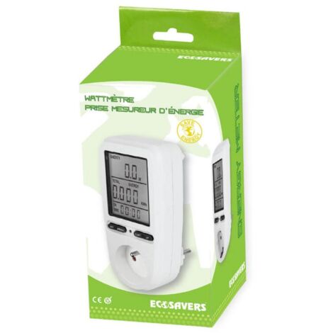 Prise mesureur d'énergie wattmètre – Grand écran digital – Puissance maximale 3680W – Mesure consommation en veille et fonctionnement – Ecosavers