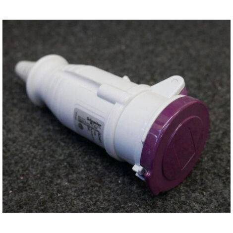 Prise mobile 2P 16A basse-tension 20-25V 50-60Hz verte femelle industrielle droite clapet violet IP44 Pratika SCHNEIDER