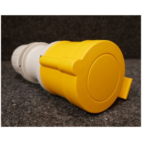 Prise mobile 2P+T 32A femelle clapet jaune 100-130V 50/60Hz 4h étanche IP44 OPTIMA