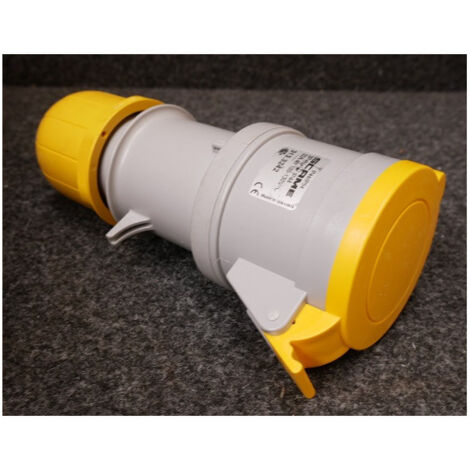 Prise mobile 3P+N+T 32A femelle clapet jaune 100-130V 50/60Hz 4h étanche IP44 OPTIMA