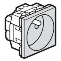 Prise Mosaic 2P+T - 2 modules - Bornes automatiques - Alu - Legrand