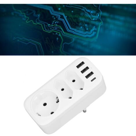 Prise multiple 7 en 1 Adaptateur triple 3 voies 3 Interfaces USB 1 Interface Type C Conversion AC100-250v