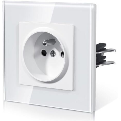 Prise murale 250V/16A, panneau en plastique, prise électrique standard blanche