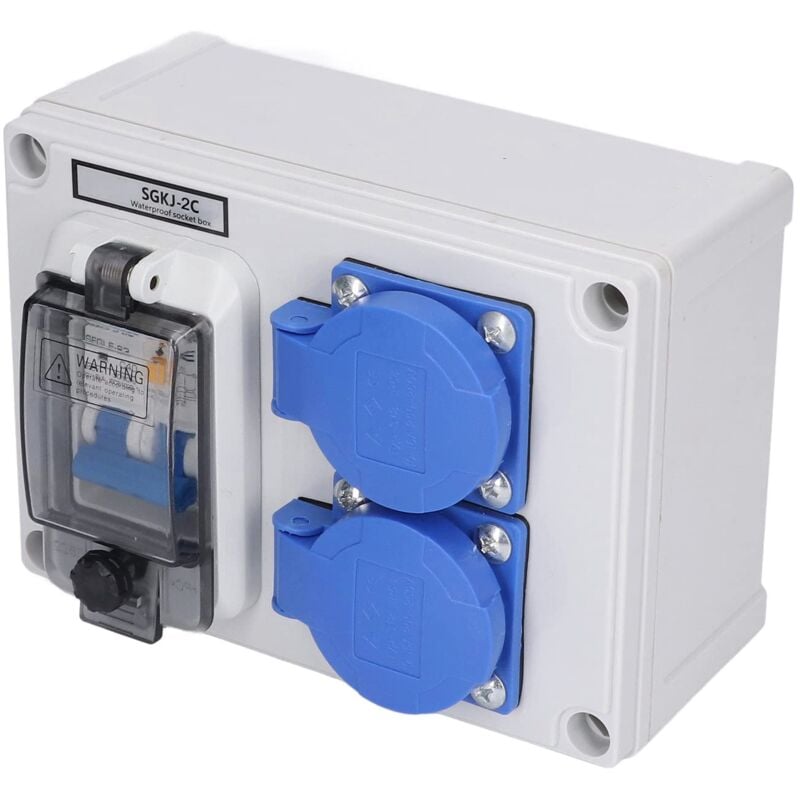 Prise Murale, Double Boîte de Prise de Courant Allemande avec Disjoncteur 230 v 40 a 1P+N avec Couvercle étanche, Boîte d'alimentation Extérieure,