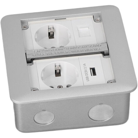 Prise murale double encastrée EU, ignifuge étanche IP44, 250V gris anthracite multifonction