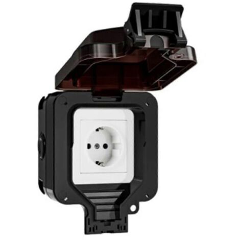 Prise murale étanche IP66 220 V noire (A)--