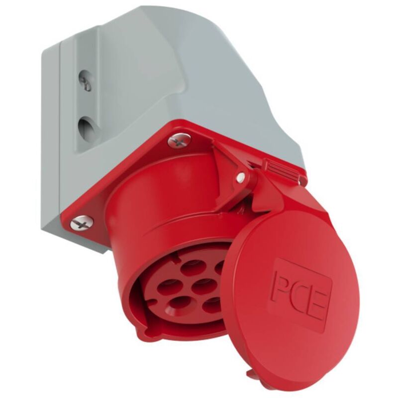 Prise murale femelle cee 16 a 7 pôles PCE 117-6v 400 v rouge, gris 1 pc(s)